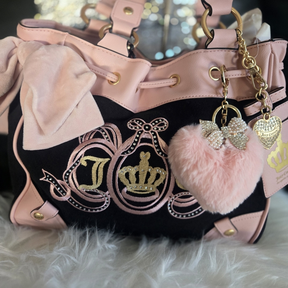 JUICY COUTURE Juicy Lovers Club Tote -Pink Diamind/Liquorice